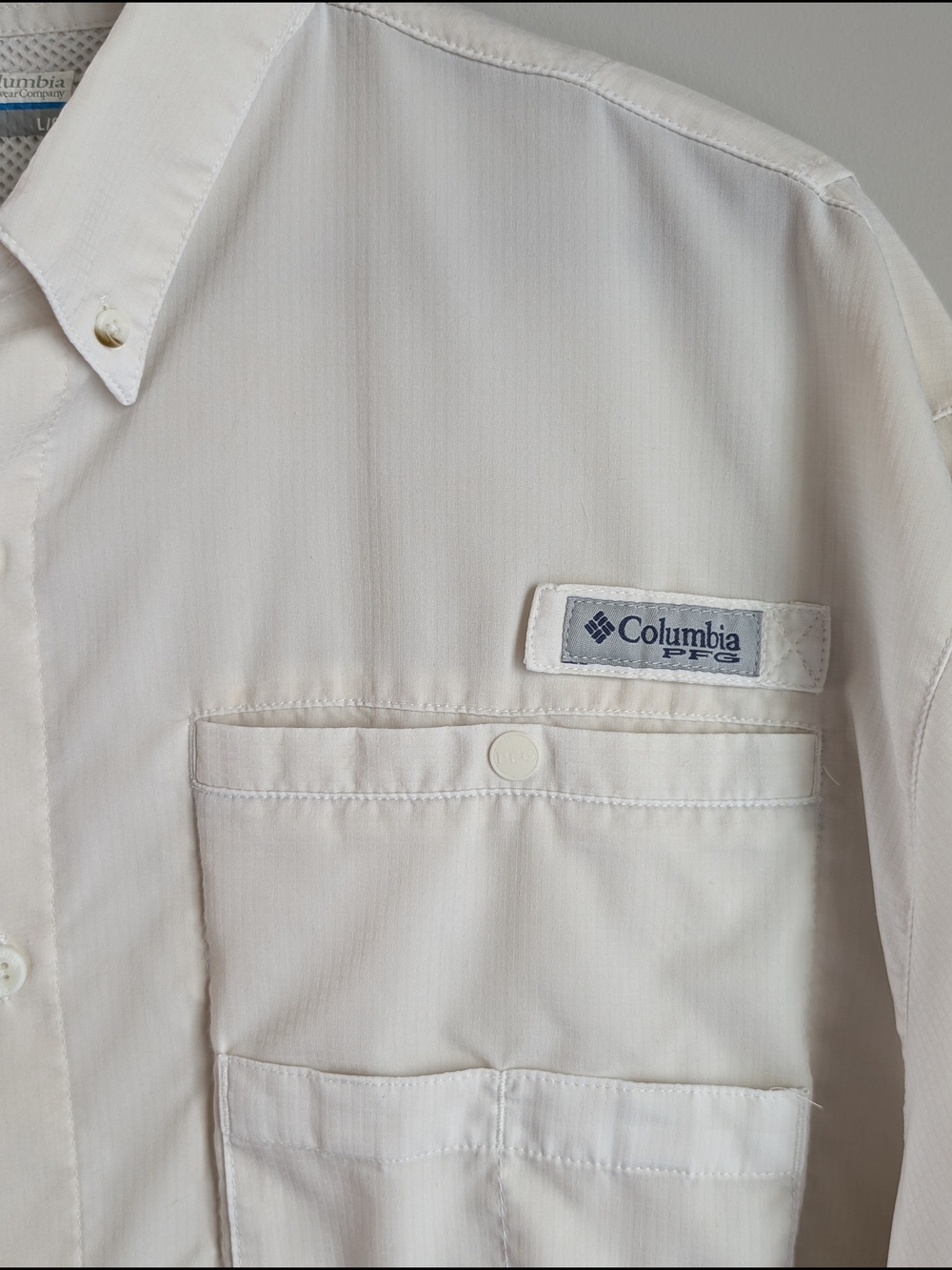 Columbia PFG Tamiami Dallas Cowboys Fishing Shirt Mens Large White Short Sleeve - Picture 5 of 15